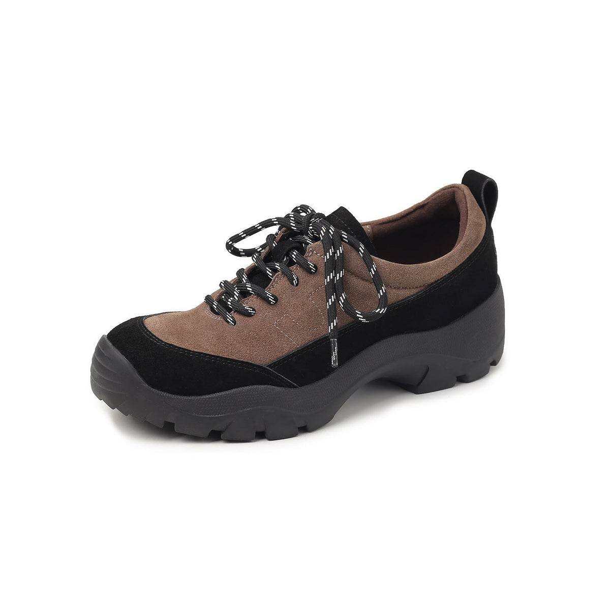 Outdoor Sheepskin Leather Sueded Patchwork Sports Lace-Up Sneakers