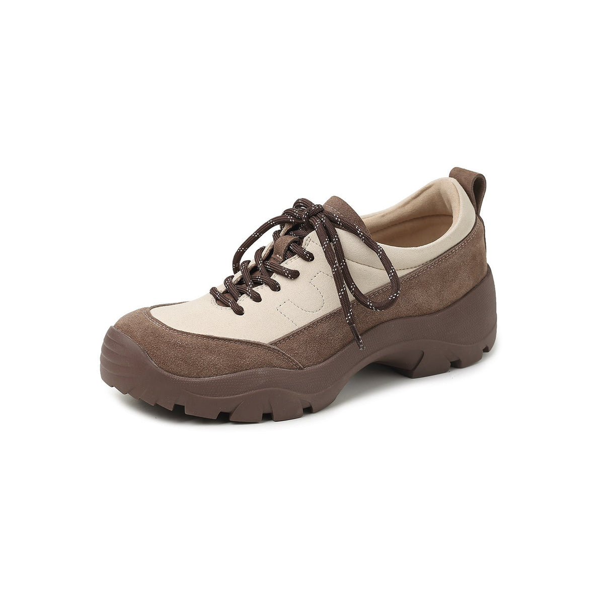 Outdoor Sheepskin Leather Sueded Patchwork Sports Lace-Up Sneakers