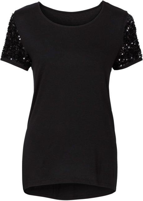 CLEARENCE SEQUINS SHORT SLEEVE PATCHWORK SCOOP IRREGULAR T-SHIRT