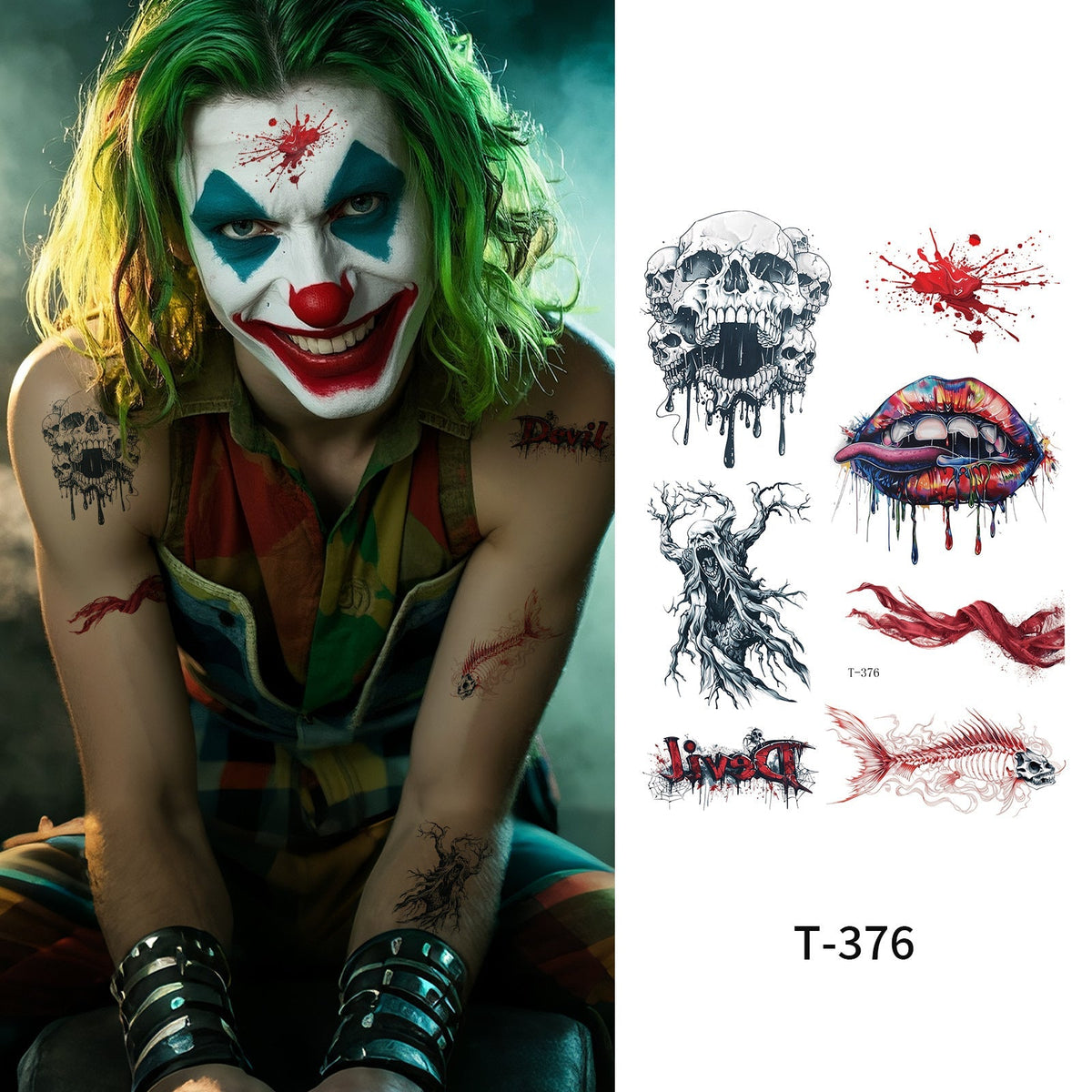 Halloween Joker Face Tattoo Sticker For Girls Party
