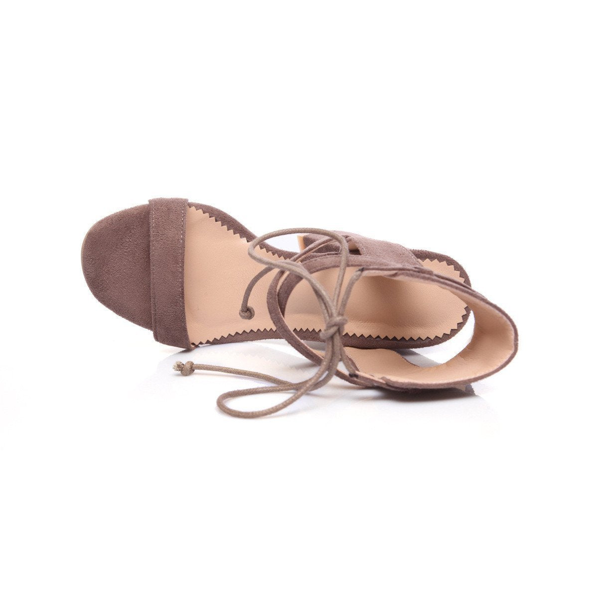 SUEDE CROSS STRAP CHUNKY HEEL SANDALS