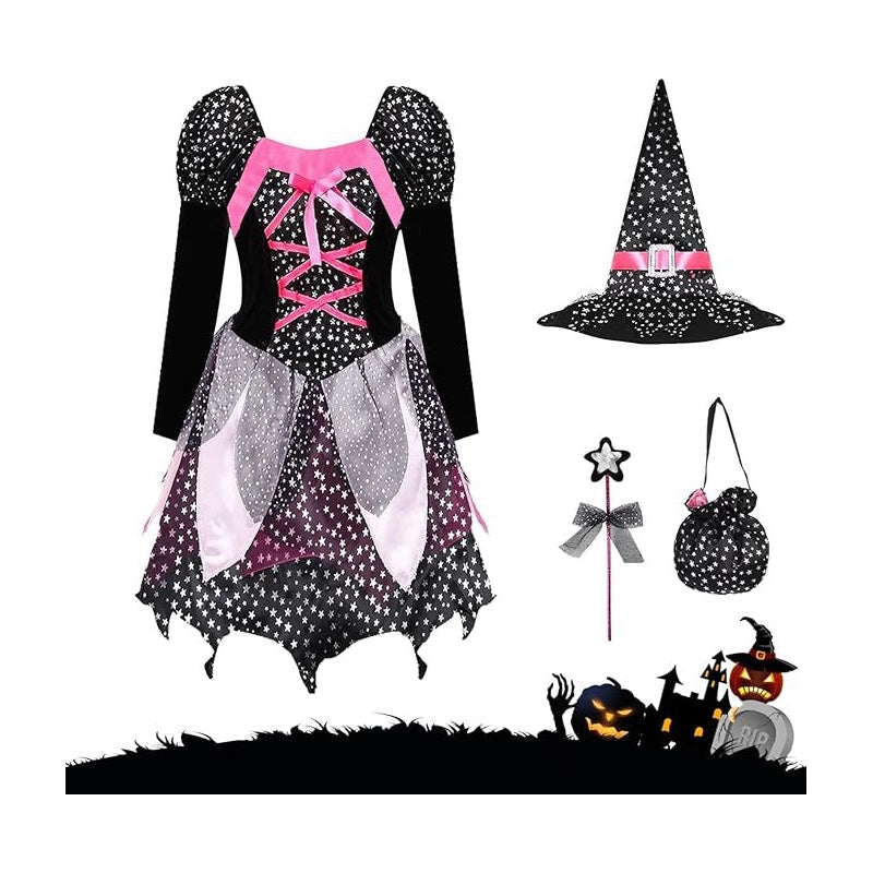 Halloween Witch Costume For Girls With Vampire Dress