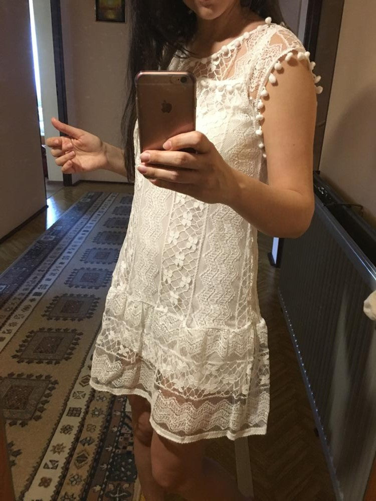 LACE RUFFLED ELEGANT LOVELY SLEEVELESS SHORT DRESS