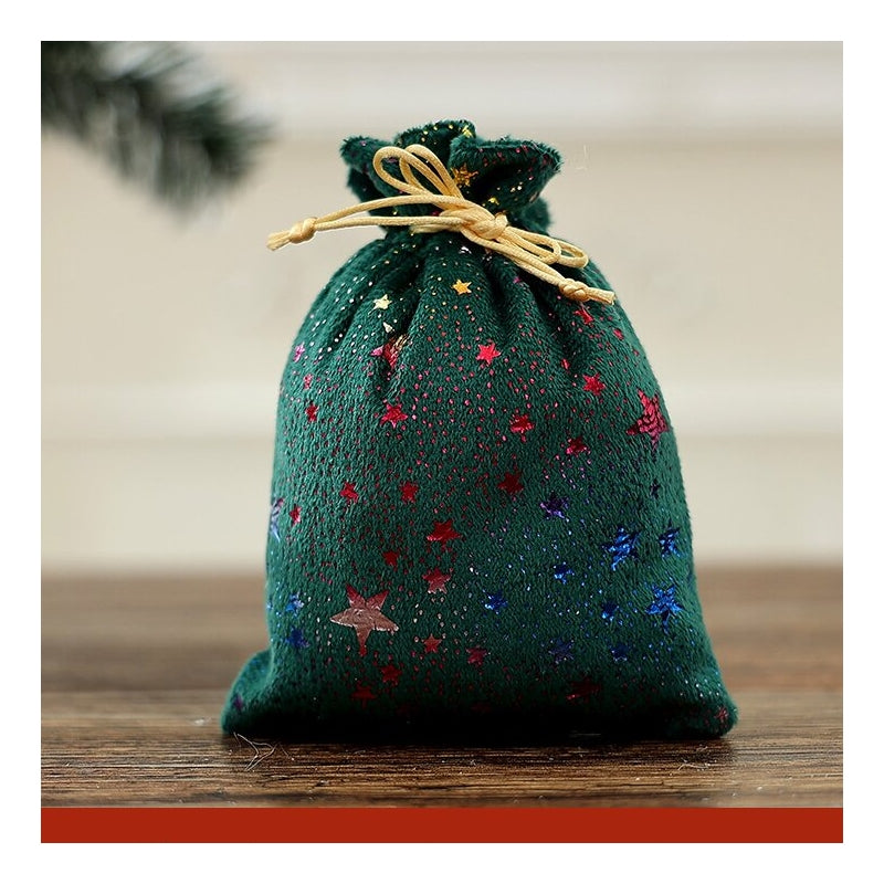 Christmas Drawstring Gift Bag Gold Foil