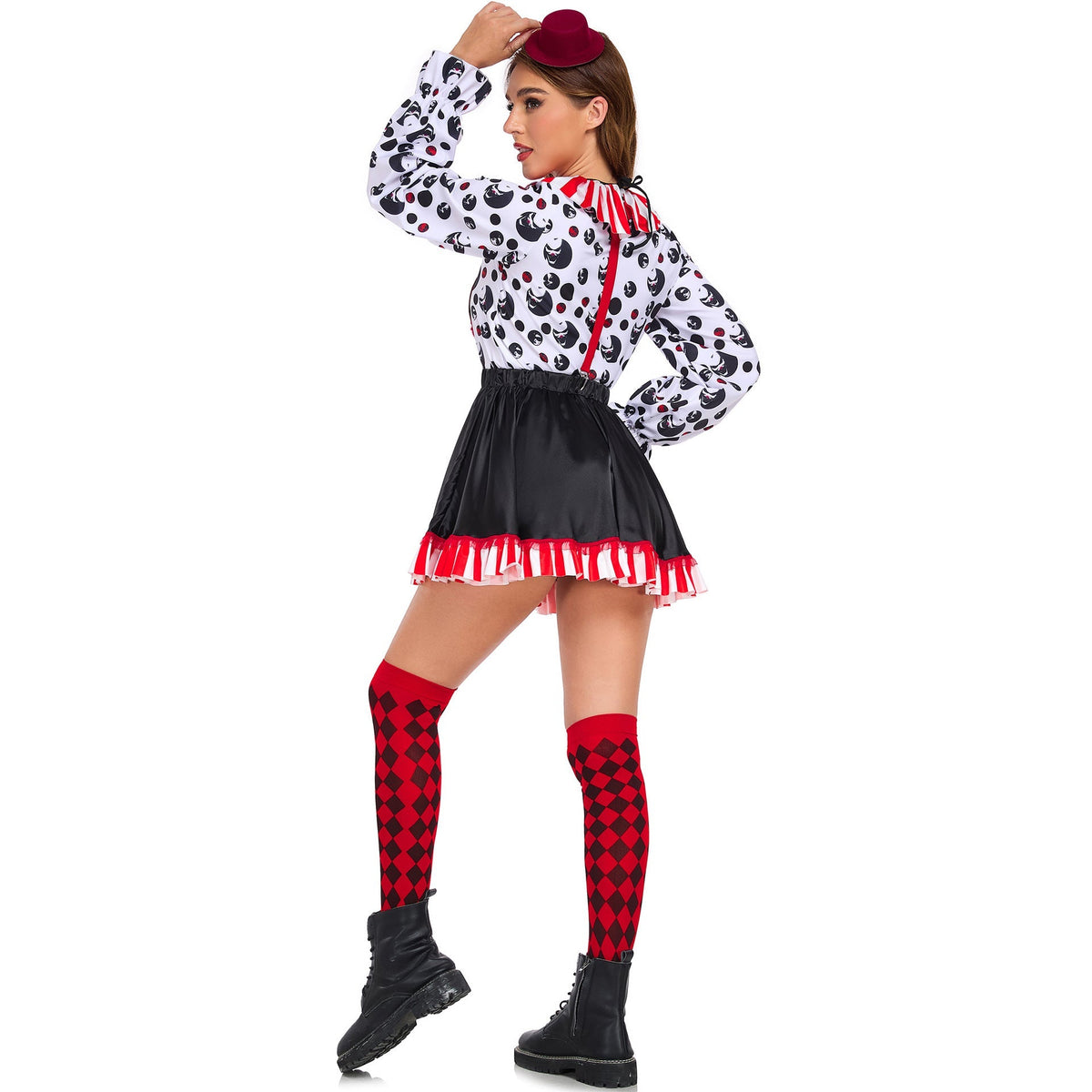 Adult Clown Cosplay Costume Halloween Stage Performance Vampire Skeleton