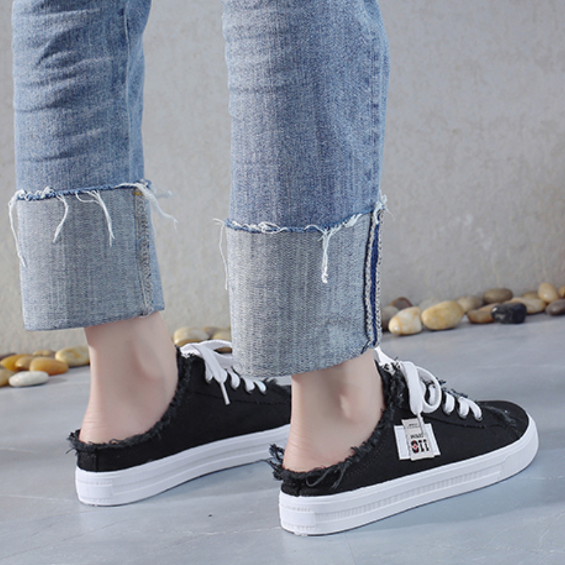 LACE UP FLAT CANVAS MULES SNEAKERS