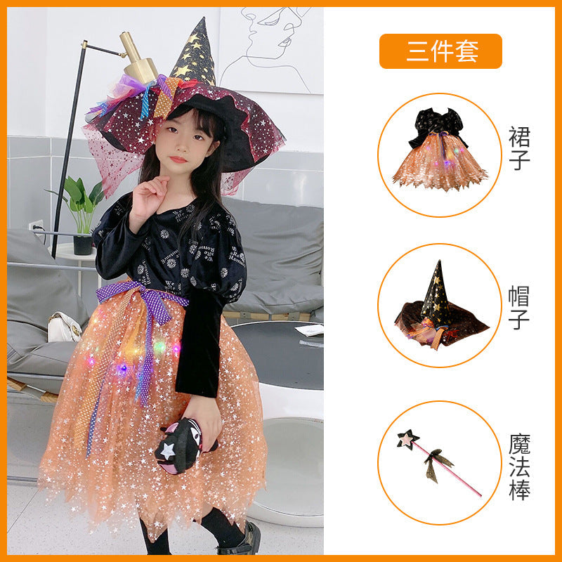 Halloween Witch Costume For Girls With Vampire Dress