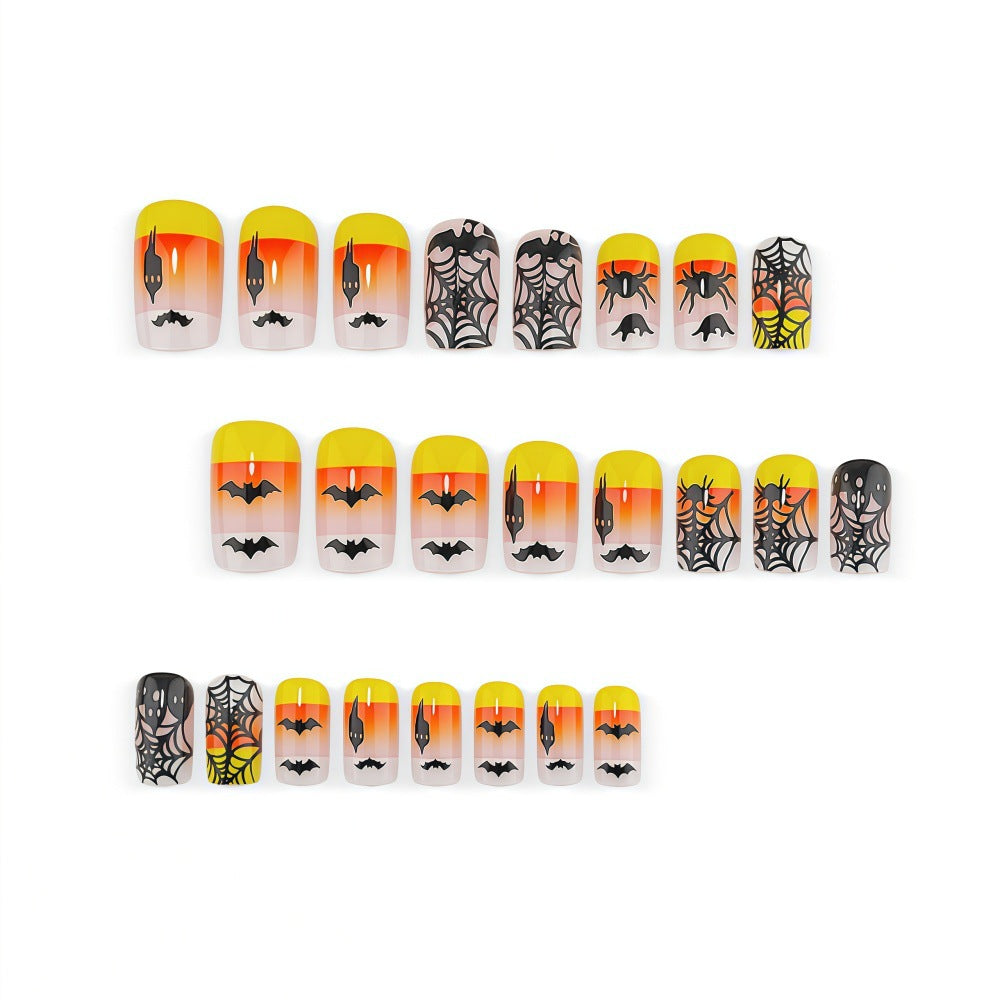 Halloween Ghost Candy Corn Gradient Bat Spider Web Nails