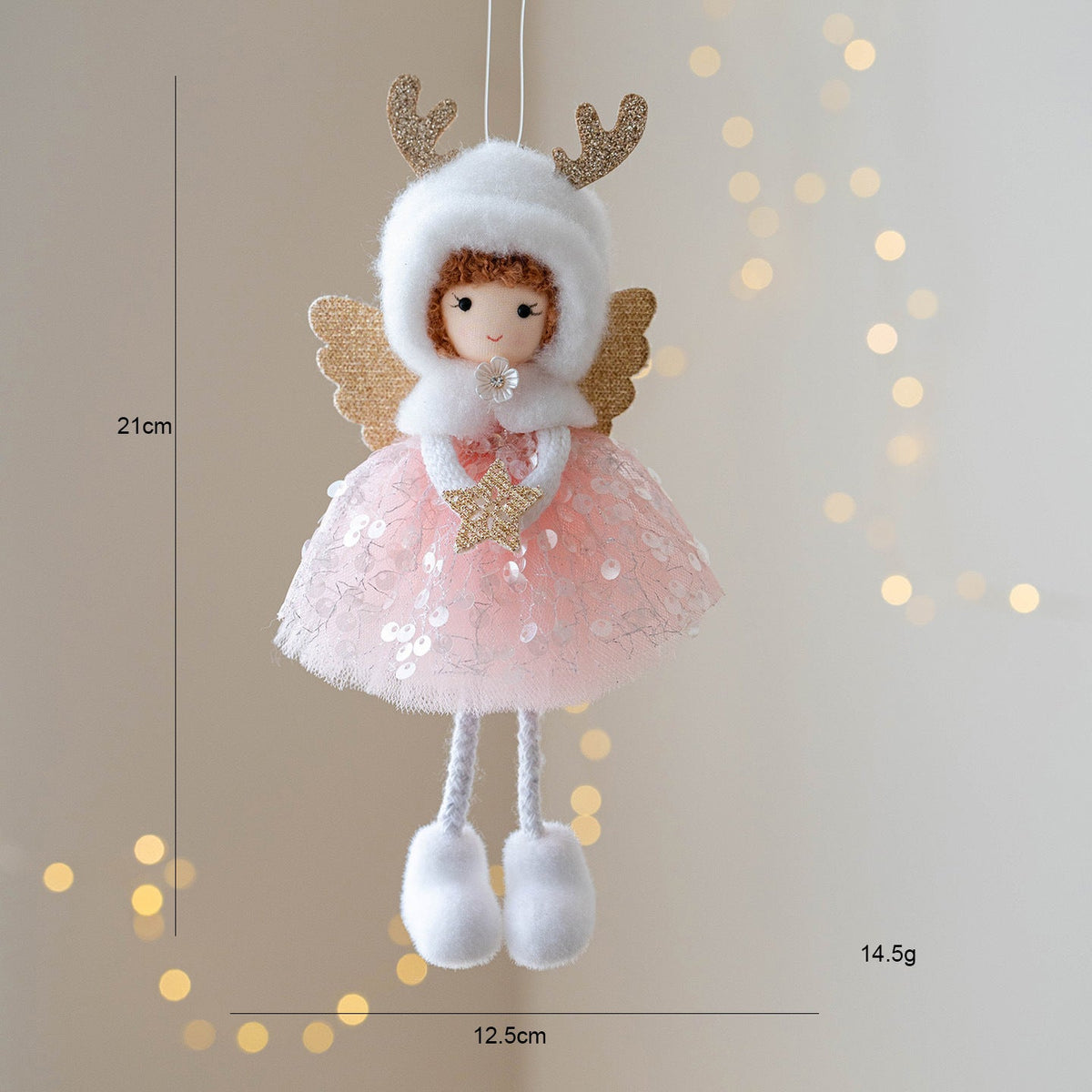 Christmas Decor Mesh Furry Hat Antlers Angel Eyes Girl