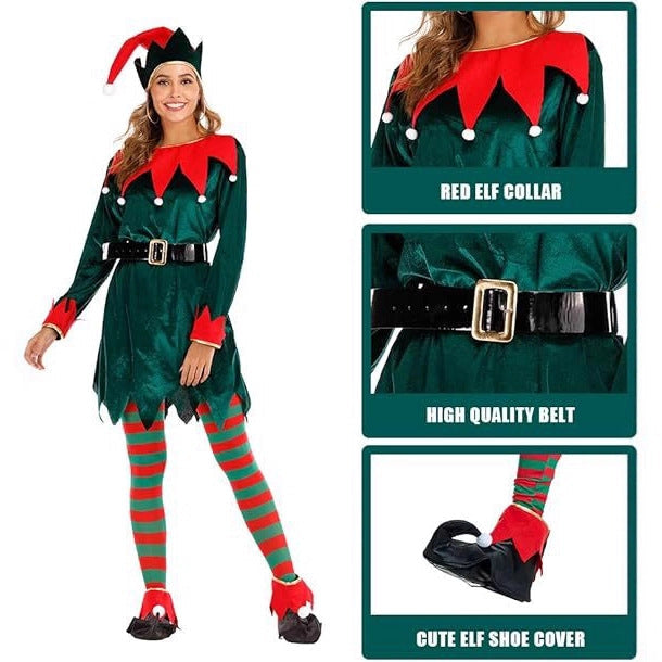 Christmas Elf Dress Women's Costume Set