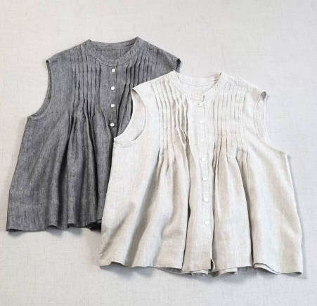 Vintage Casual Summer Linen Stand Collar Slimming Sleeveless Vest