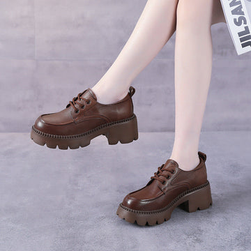 Spring Leather Retro Platform Stylish Comfy Slip-On Shos