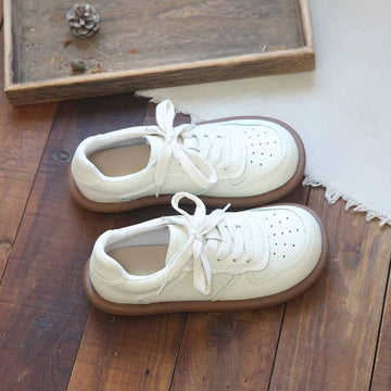 Retro Leather Breathable Soft Sole Lace-Up Casual Flat Shoes