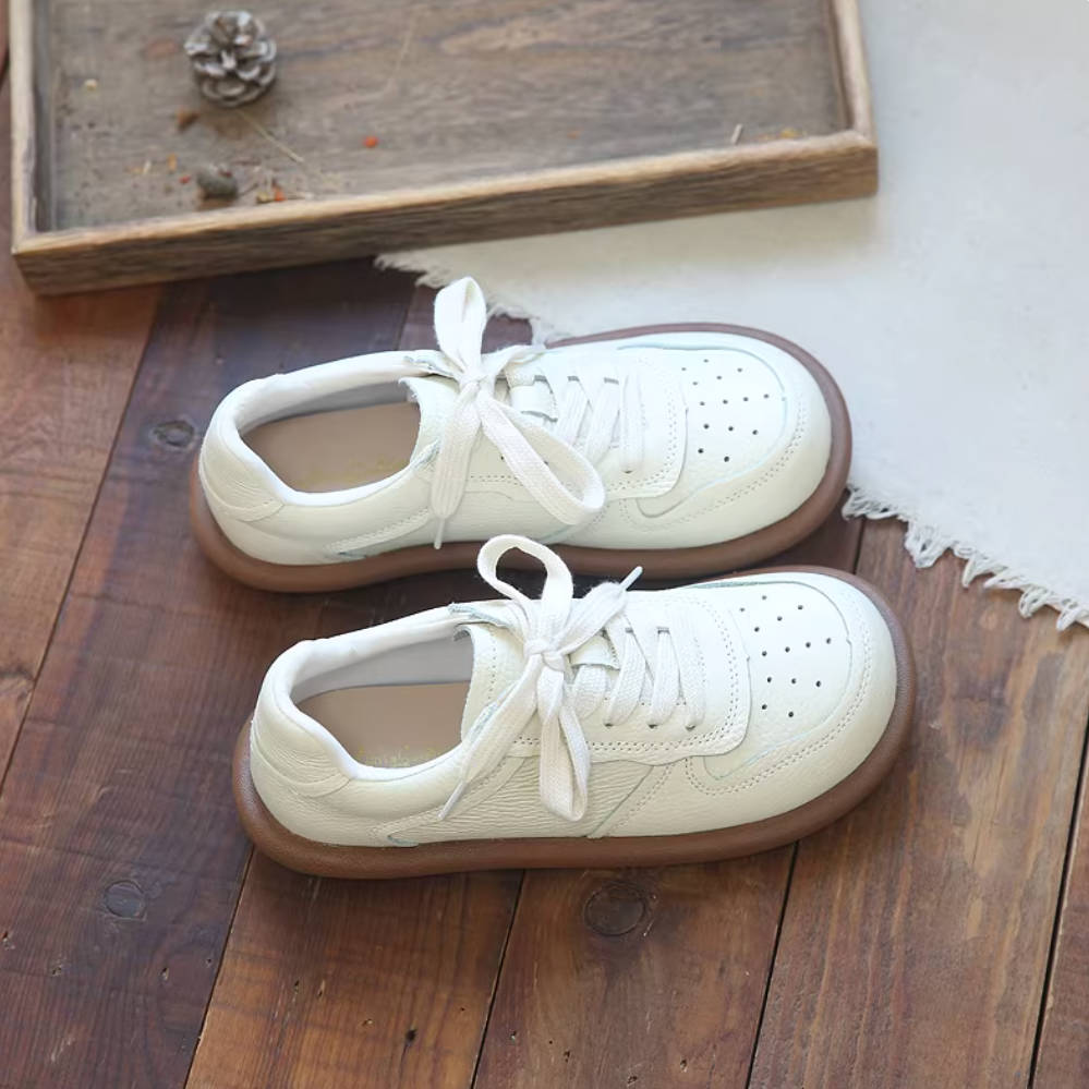 Retro Leather Breathable Soft Sole Lace-Up Casual Flat Shoes