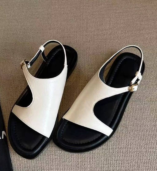 Retro Casual Genuine Leather Round Open Toe Women Soft Sole Sandals