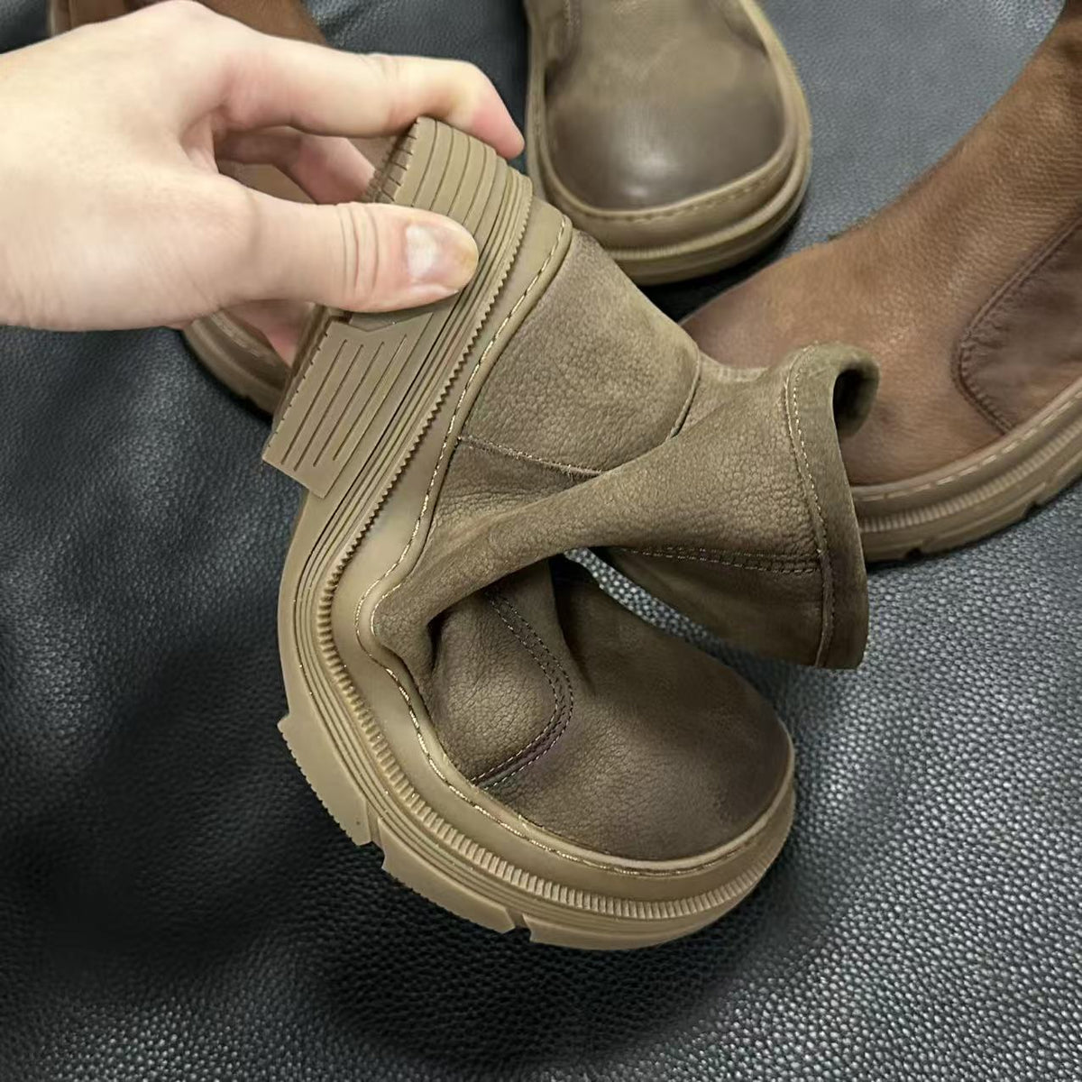 Vintage Top Leather Soft Comfy Zipper Ankle Boots