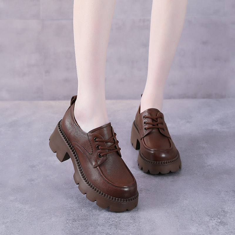 Spring Leather Retro Platform Stylish Comfy Slip-On Shos
