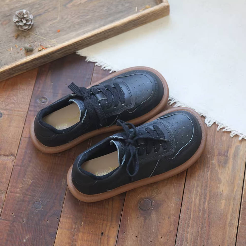 Retro Leather Breathable Soft Sole Lace-Up Casual Flat Shoes