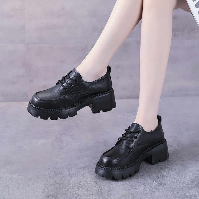 Spring Leather Retro Platform Stylish Comfy Slip-On Shos