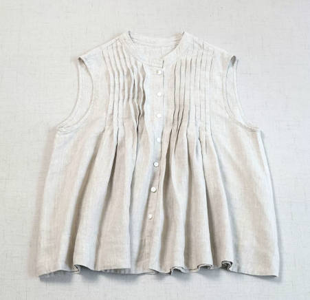 Vintage Casual Summer Linen Stand Collar Slimming Sleeveless Vest