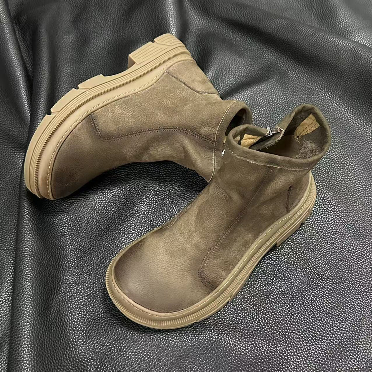 Vintage Top Leather Soft Comfy Zipper Ankle Boots