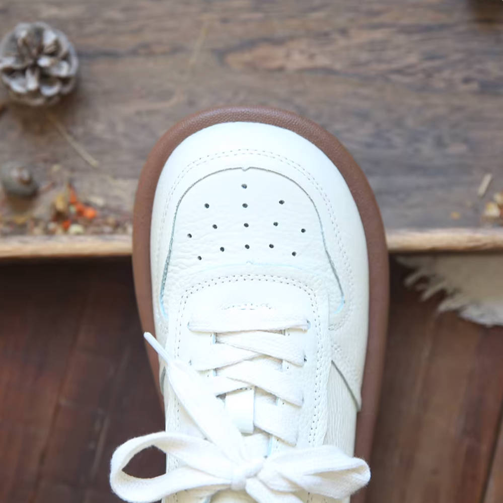 Retro Leather Breathable Soft Sole Lace-Up Casual Flat Shoes