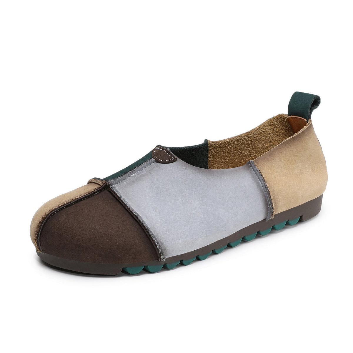Genuine Leather Patchwork Shallow Casual Soft Sole Flat Shoes