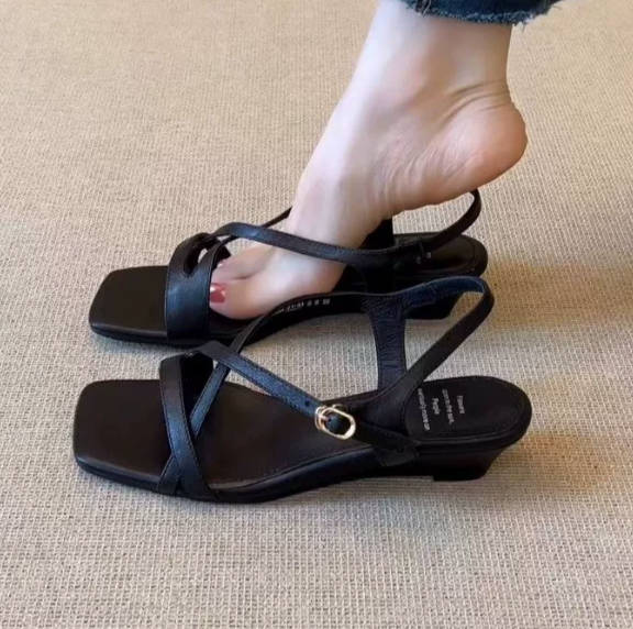 Summer Elegant Open Toe Single Strap Buckle Roman Sandals