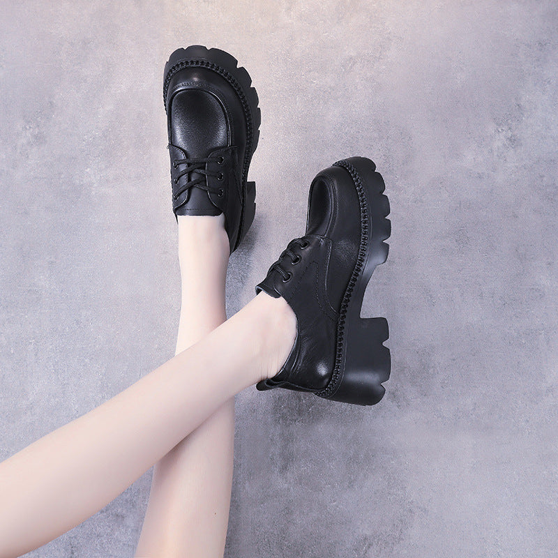 Spring Leather Retro Platform Stylish Comfy Slip-On Shos