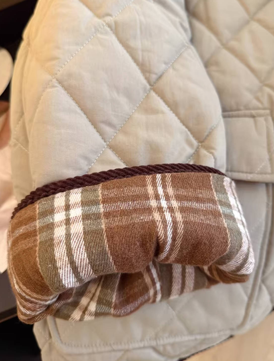 Winter Fashion Cotton Plaid Patchwork Warm Loose Coat