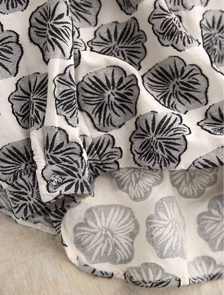 Spring Retro Fashion Linen Printed Casual Loose Floral Shirt