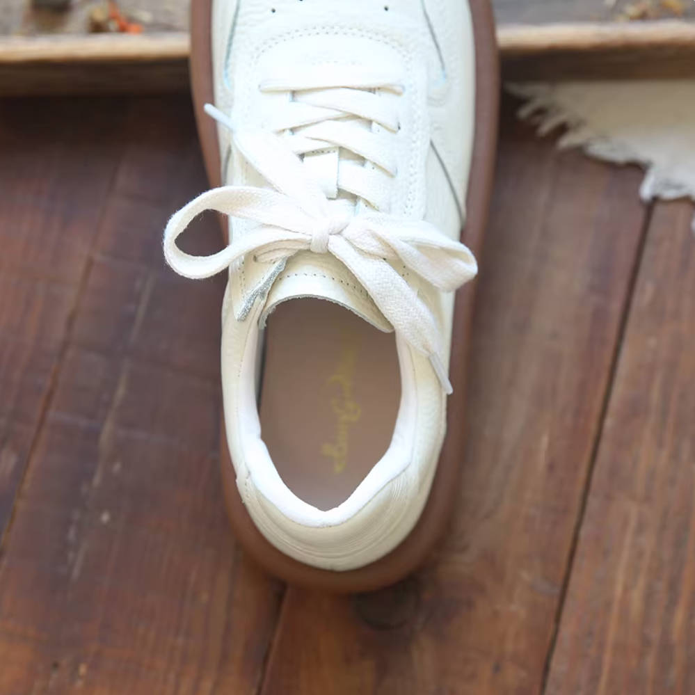 Retro Leather Breathable Soft Sole Lace-Up Casual Flat Shoes