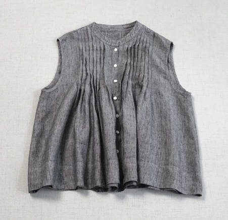 Vintage Casual Summer Linen Stand Collar Slimming Sleeveless Vest