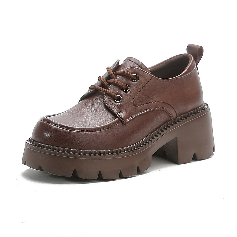 Spring Leather Retro Platform Stylish Comfy Slip-On Shos