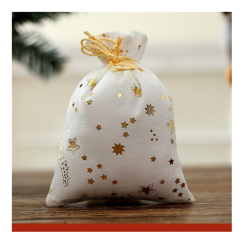 Christmas Drawstring Gift Bag Gold Foil