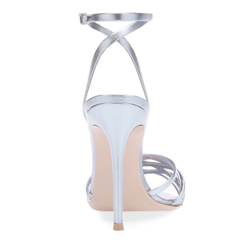 FASHION SILVER PU POINTED TOE HIGH HEEL SANDALS