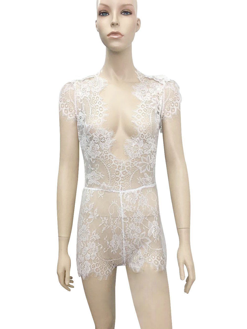 HALTER WHITE LACE TRIANGLE JUMPSUIT