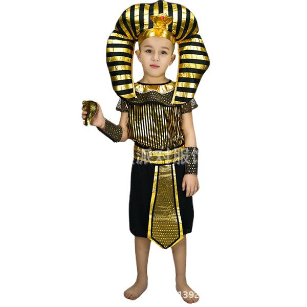 Boys Egyptian Pharaoh Costume Halloween Party Stage Performance