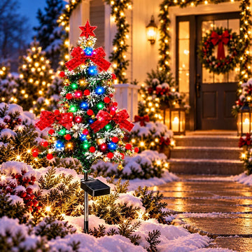 Solar Multicolor LED Cedar Christmas Tree
