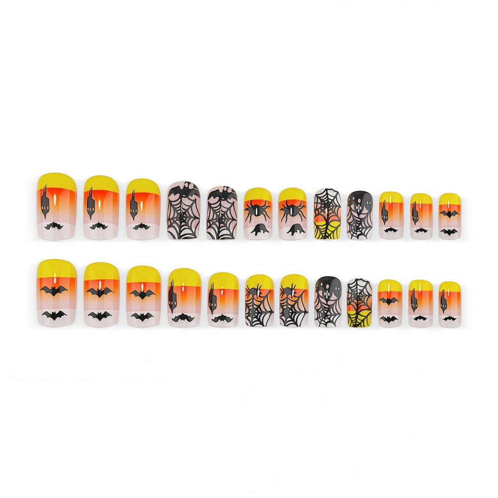 Halloween Ghost Candy Corn Gradient Bat Spider Web Nails
