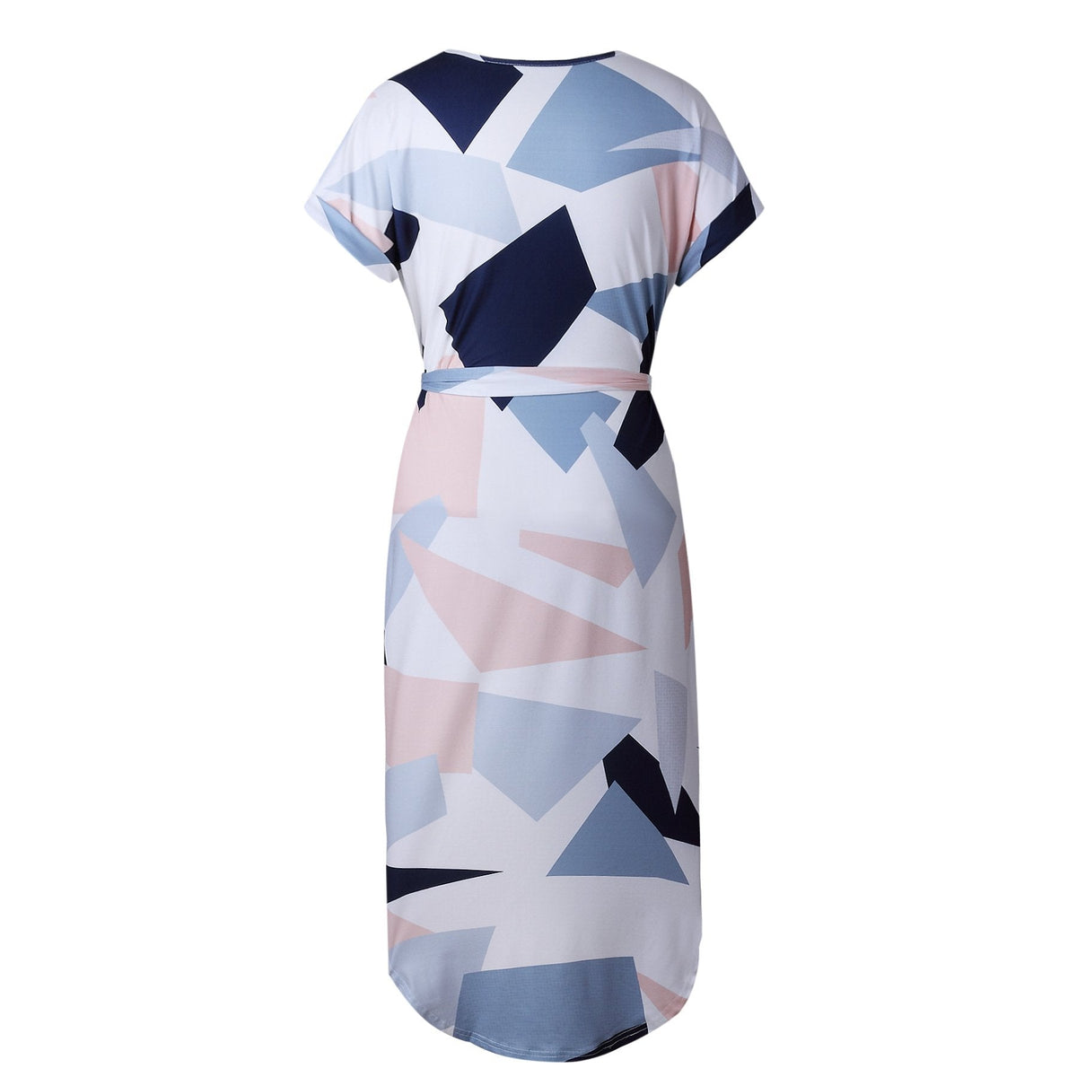 FASHION V-NECK PRINT IRREGULAR KNEE-LENGTH DRESS