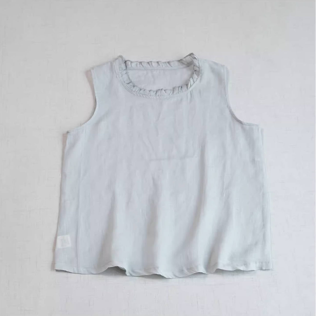 Summer Retro Ramie Thin Ruffled Collar Sleeveless Top