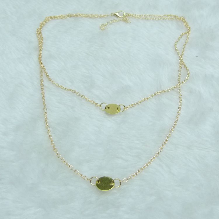 TRENDY WOMEN'S SOLID COLOR SEQUINS EMBELLISHED DOUBLE-DECK NECKLACE