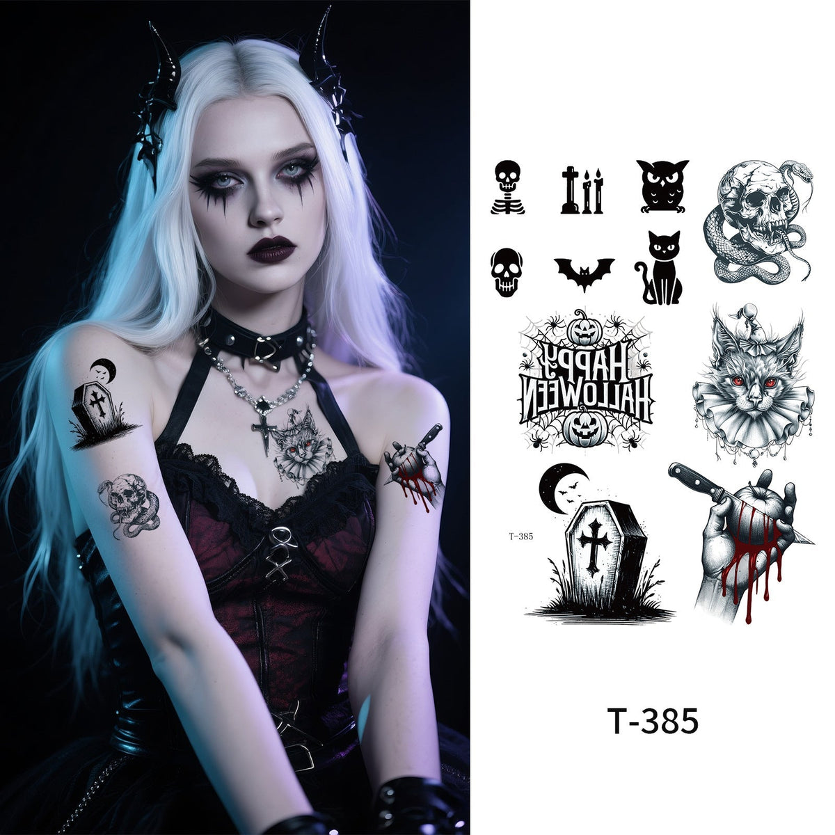 Halloween Joker Face Tattoo Sticker For Girls Party