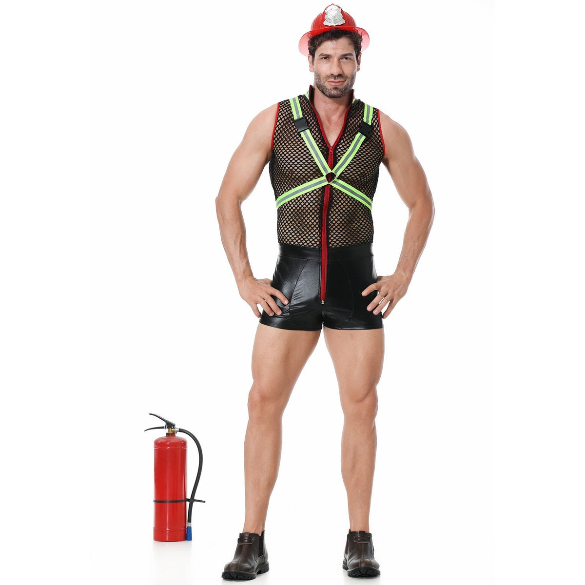 Firefighter Costume Role Play Reflective Mesh Cosplay For Men