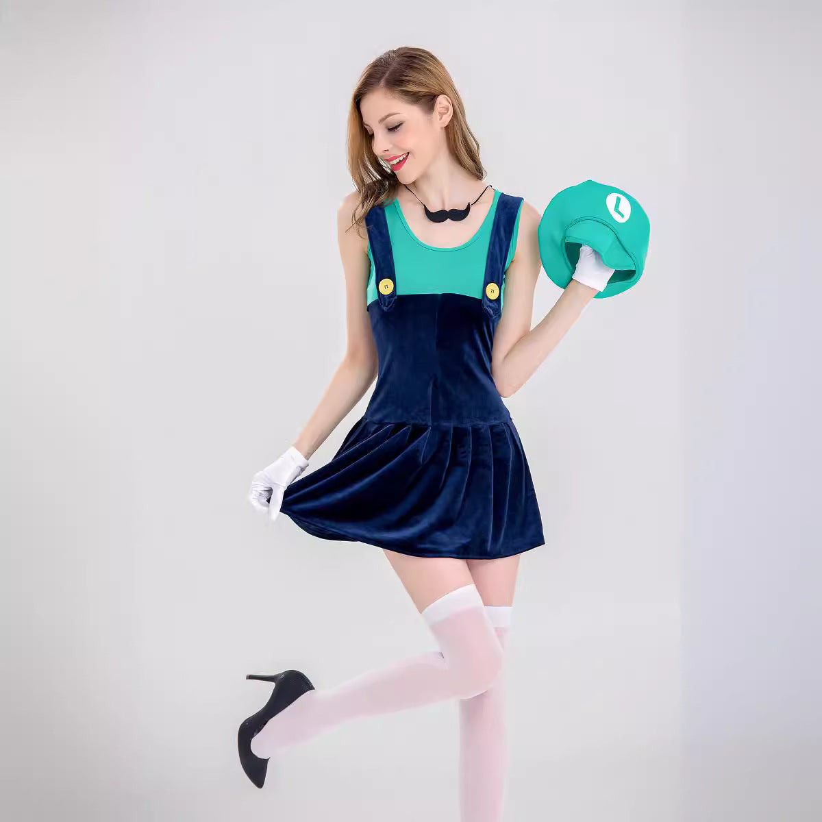 Adult Women's Mario Costume Halloween Dress Stage Outfit