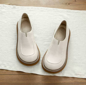 Retro Leather Comfort Slip-on Casual Platform Chunky Shoes