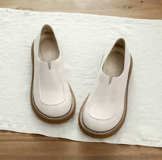 Retro Leather Comfort Slip-on Casual Platform Chunky Shoes