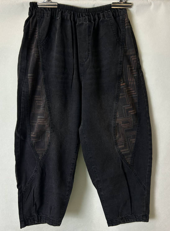 Women Black Casual Denim Elastic Waisted P-ants