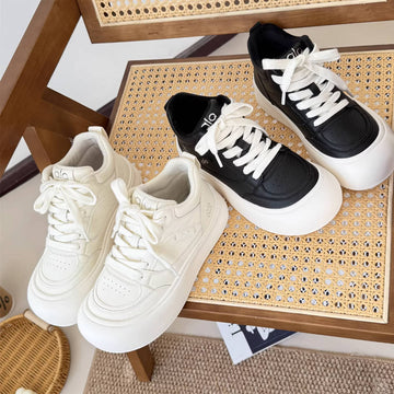 Top Leather Platform Thick Soft Sole Warm Plush Versatile Shoes